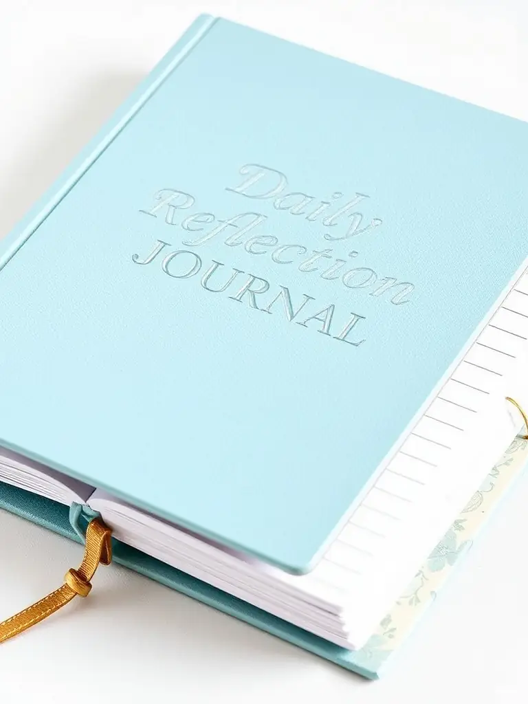 Image of a Floral Pattern Journal open, displaying the lined pages with a subtle floral watermark, alongside a colorful gel pen, highlighting the unique design elements available at Junl-app.co.